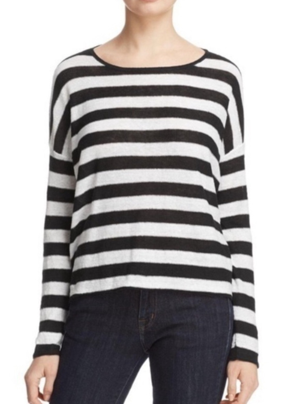 Eileen Fisher Organic Linen Striped Sweater, Lightweight, Lagenlook,
Nautical XL